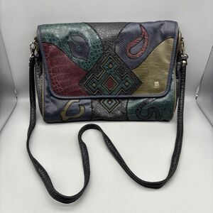Vintage 80s NAS BAG Alentino Faux Leather Patchwork Crossbody Shoulder Purse